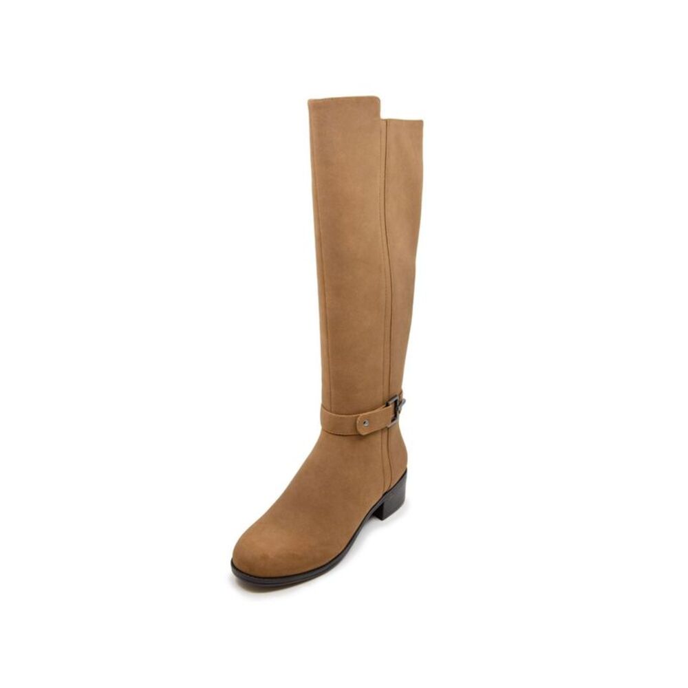 NAUTICA Womens Brown Stretch Gore Minetta Round Toe Block Heel Riding Boot 9.5